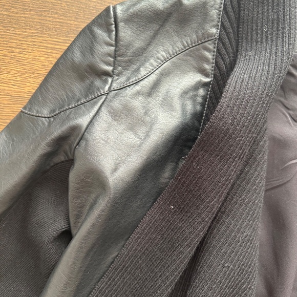 CASLON Faux Leather sweater mixed Jacket coat Women's Nordstrom Size LARGE - Picture 3 of 6